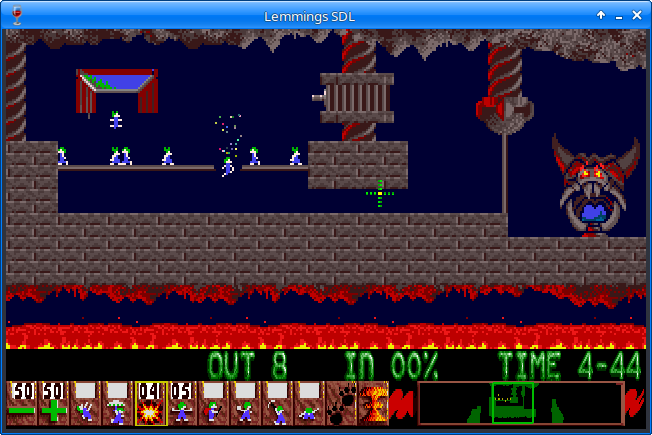LemmingsSDL gameplay screenshot 2